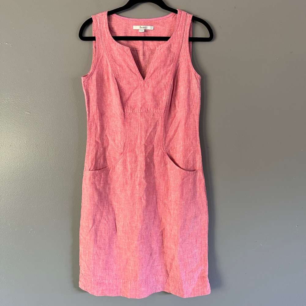 Boden Nathalie 100% Linen‎ Red Sheath Dress